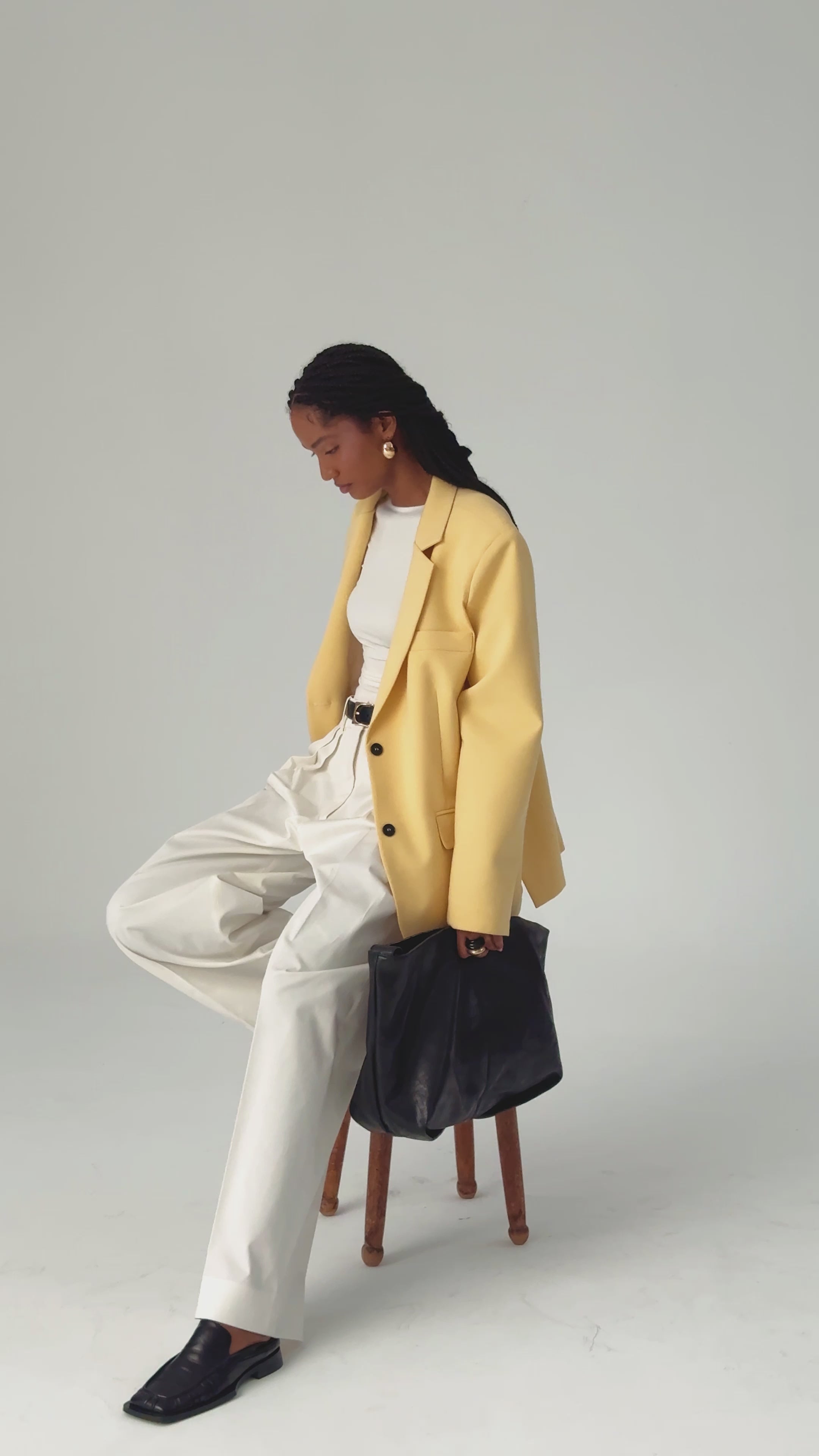 Emma Dikiş Detaylı Sarı Blazer