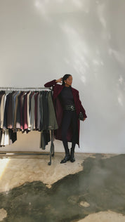 Selva Masculine Uzun Bordo Trençkot