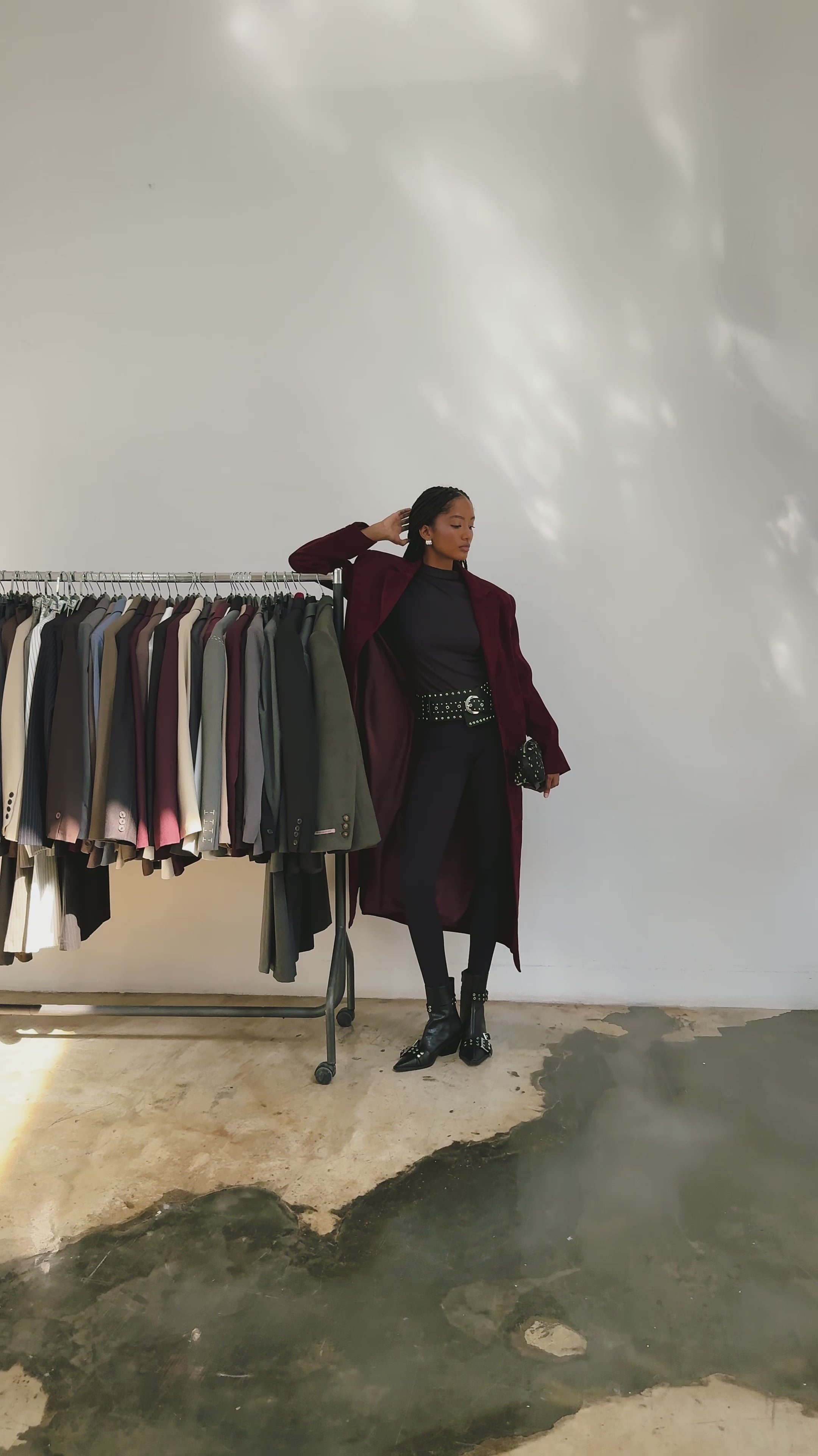 Selva Masculine Uzun Bordo Trençkot