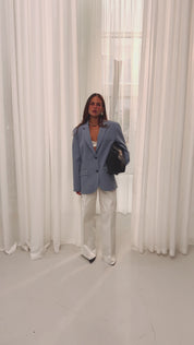 Emma Dikiş Detaylı Mavi Blazer
