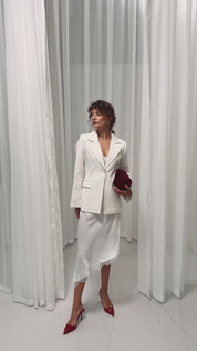 Anisah Belden Oturmalı Ekru Blazer
