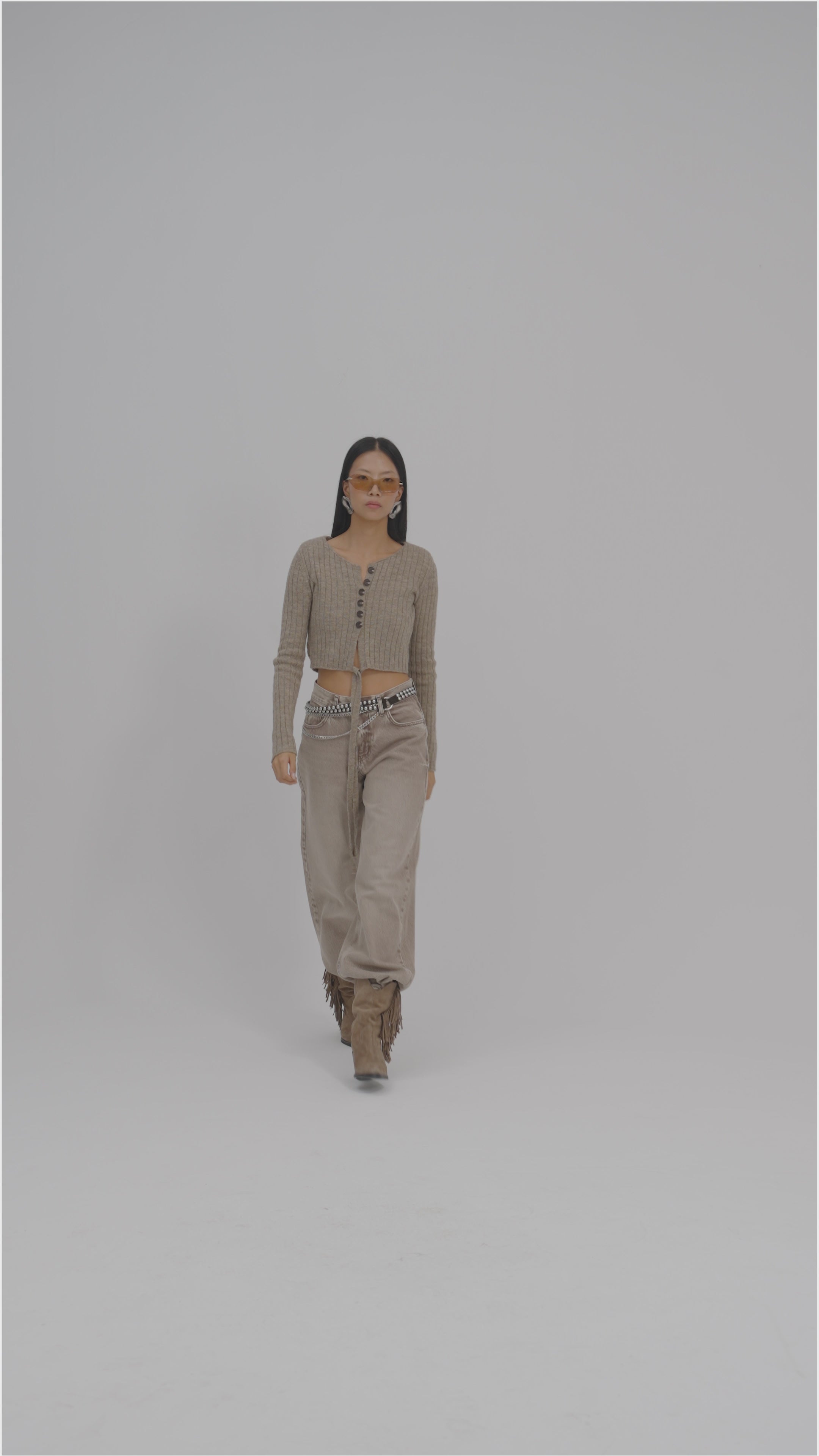 Isador Vatkalı Vizon Crop Triko Hırka