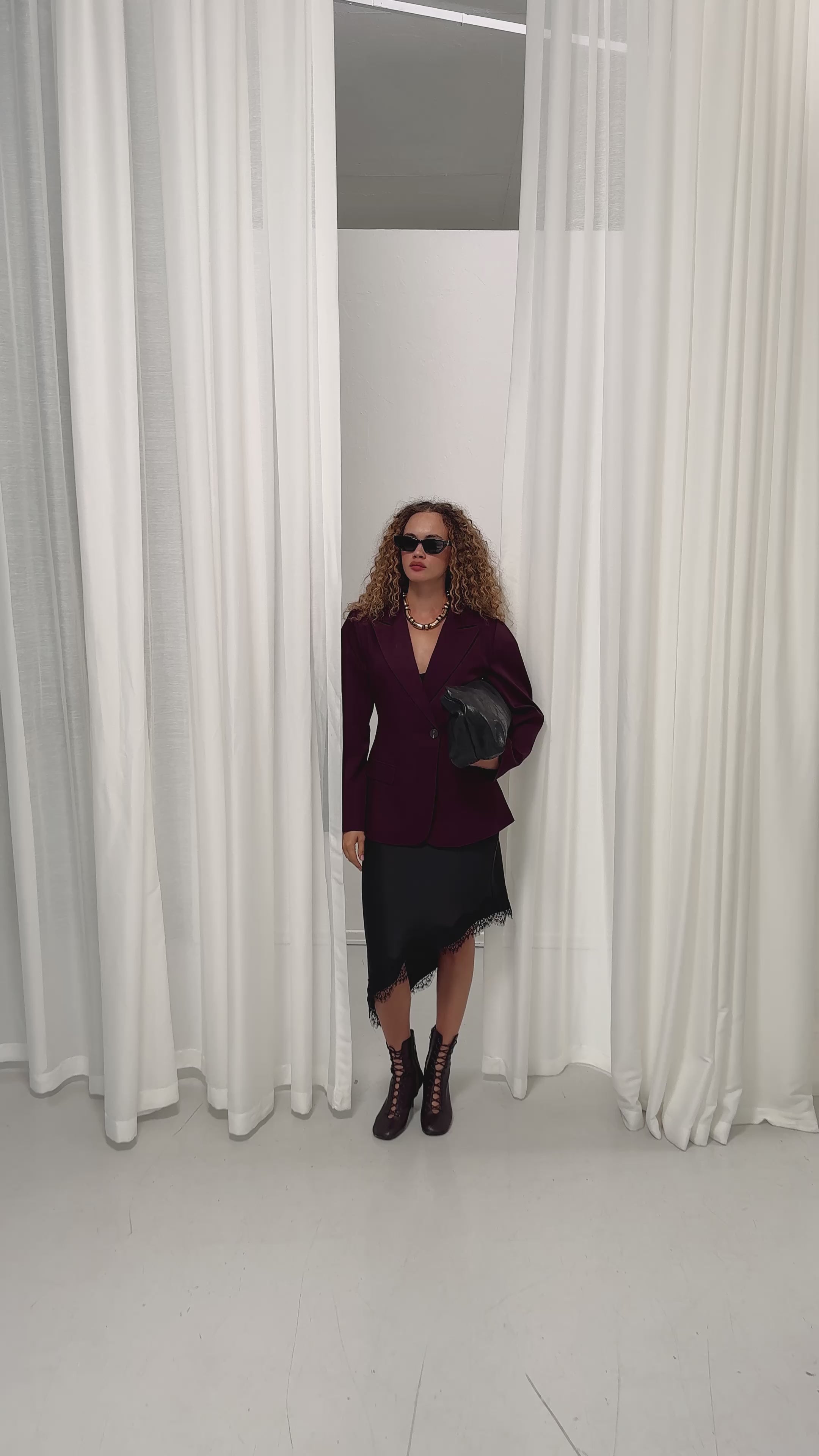 Briella Belden Oturtmalı Bordo Blazer