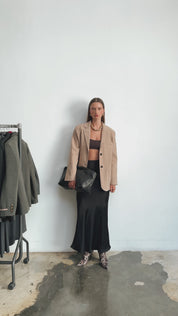 Orsina Yırtmaç Detaylı Bej Blazer
